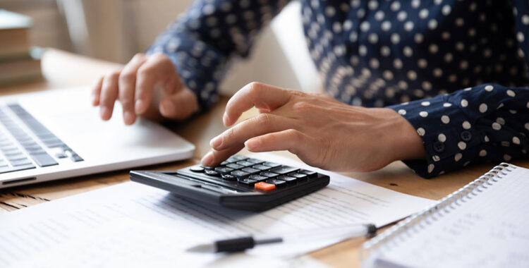 Women using a calculator